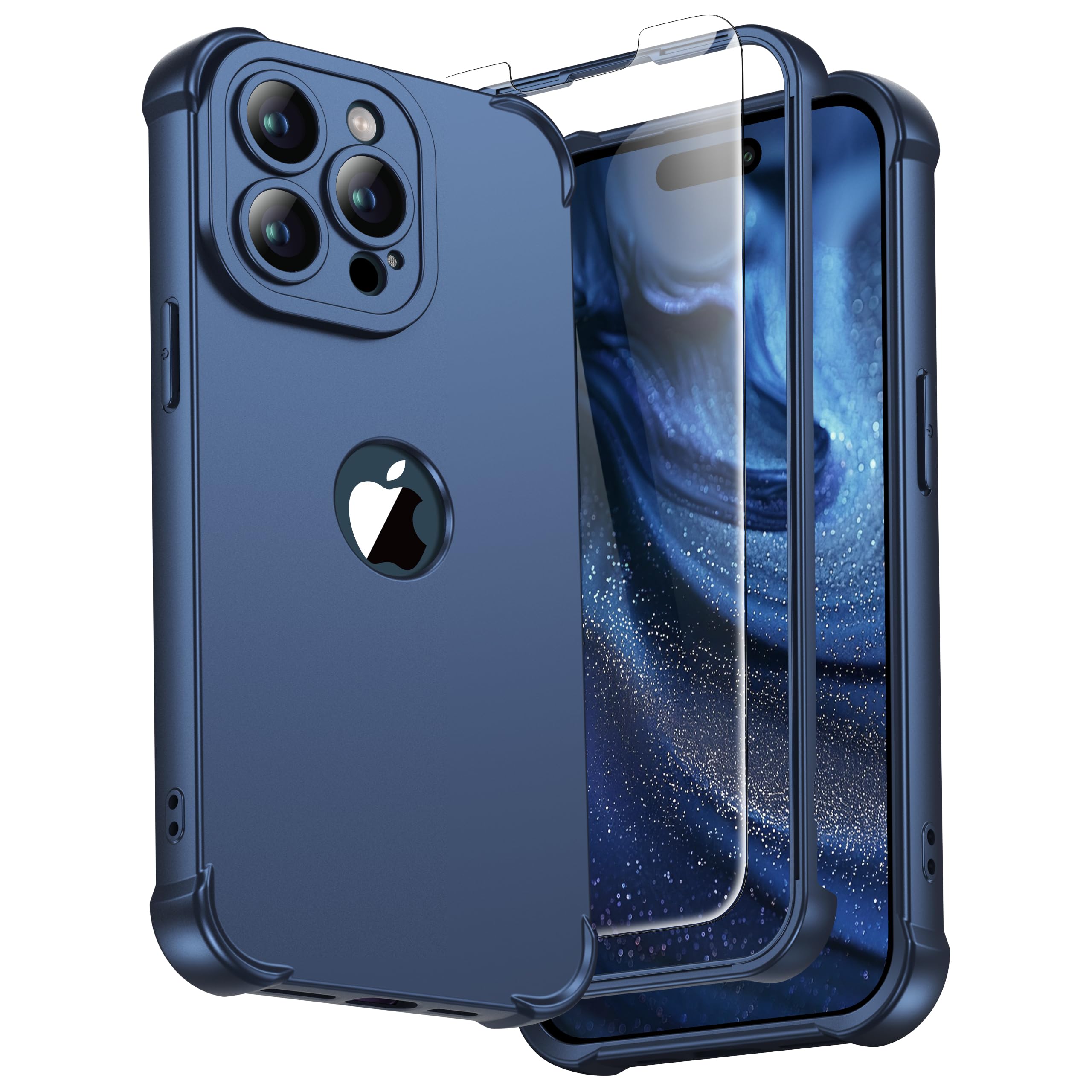 ORETECH for iPhone 15 Pro Max Case, with [2 x Screen Protectors] [15 Ft Military Grade Drop Test] [Camera Protection] 360° Full Body Shockproof Slim