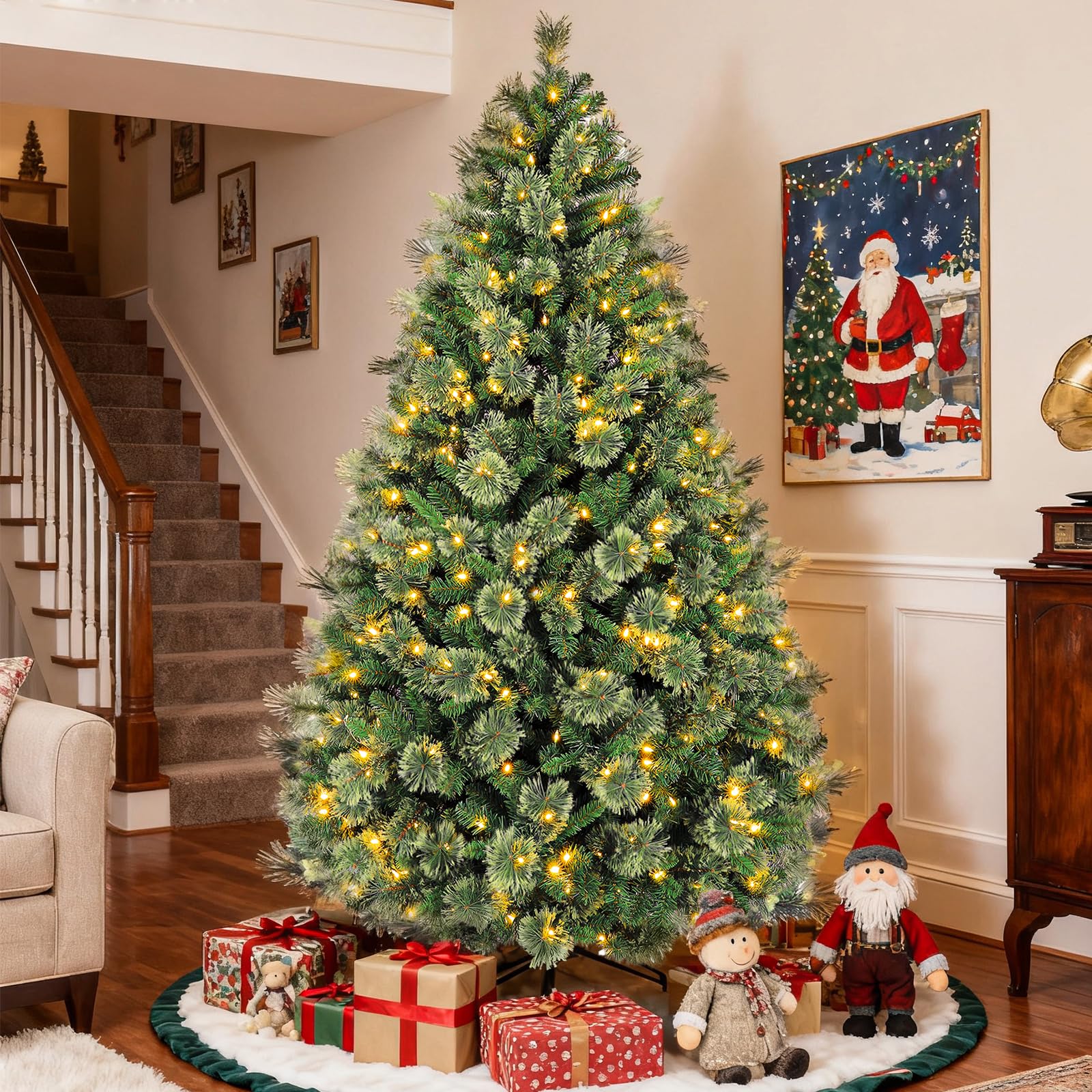 hykolity 6 ft Prelit Christmas Tree with Pine Needle