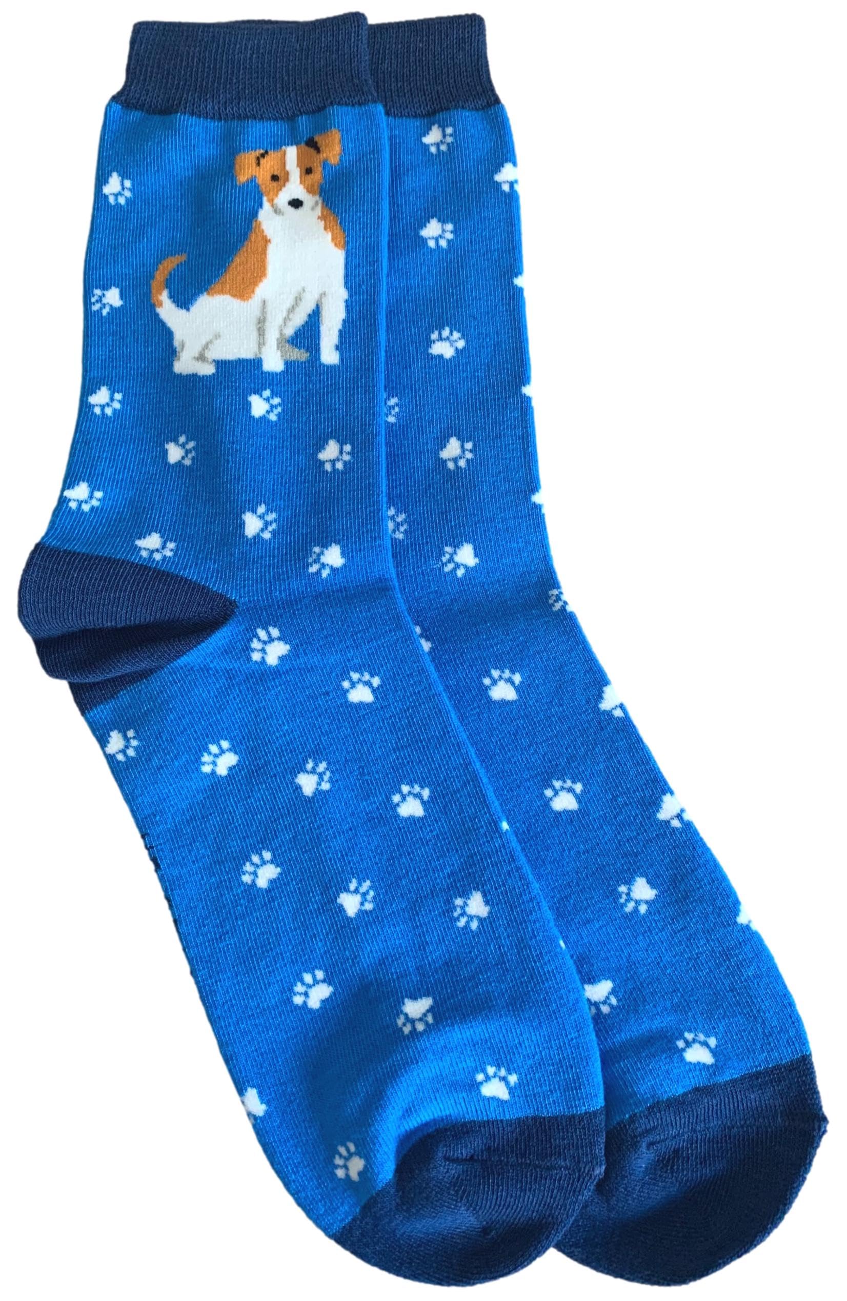 Purple Possum Men's Blue, Navy, Navy Blue, Dark Blue Purple Possum® Socks Novelty Jack Russell Dogs Fun Bamboo Cotton Blend In Blue Dog Paw Print Shoe Size 7-11