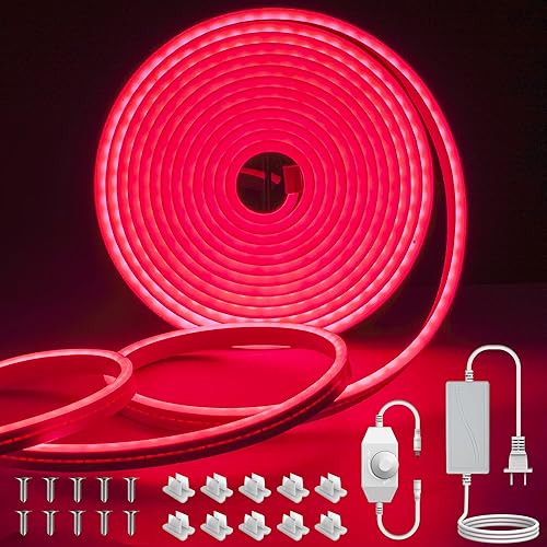 orahon Tira de luz LED de neón verde de 16.4 pies, 12 V CC 600 SMD2835 impermeable, flexible, luz de neón para decoración del hogar en interiores y