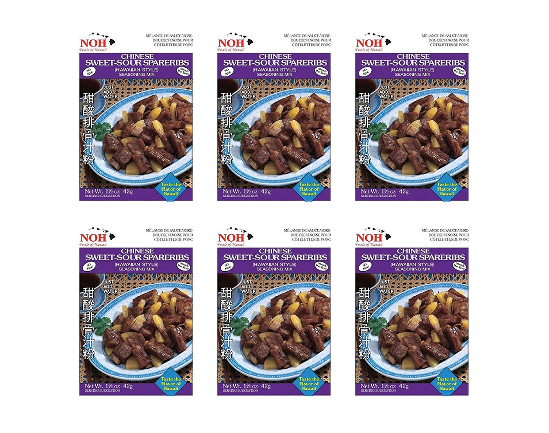 Noh Chinese Sweet-Sour Spareribs Hawaiian Style Seasoning Mix (6 Pack, Total of 9oz)