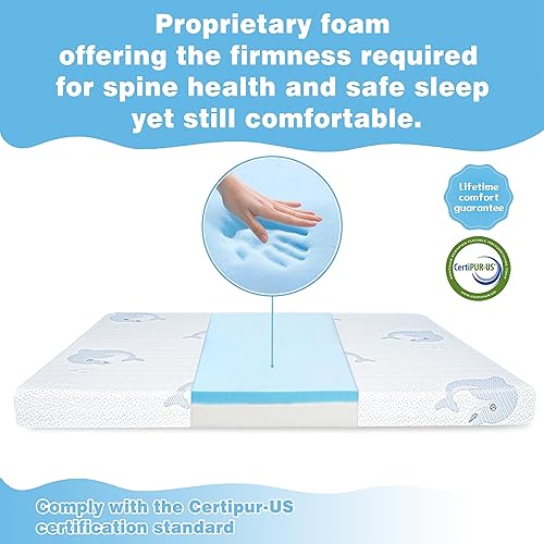 Miniatura 8 de Colchón Pack and Play, colchón transpirable de doble cara firme y suave de espuma viscoelástica de 38 x 26 pulgadas, colchón transpirable para bebé