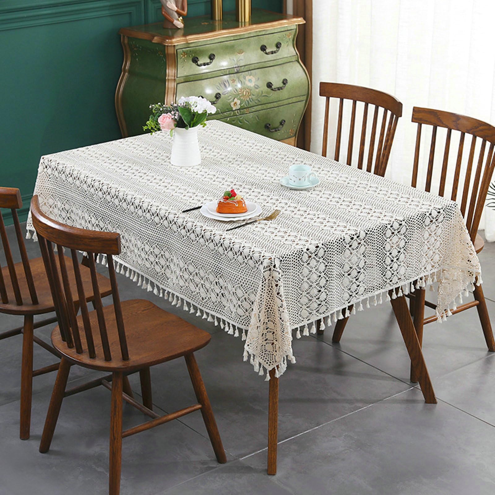 Nappe Table de Salon Rectangulaire, Nappe Beige 110x160cm