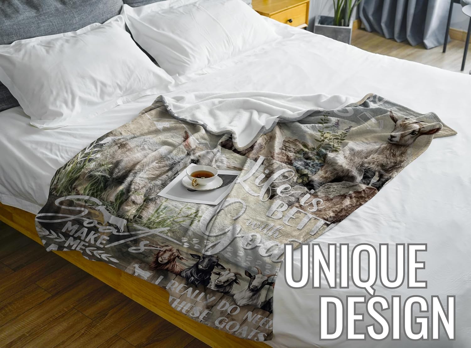 Goat Gifts for Goat Lovers, Soft Flannel Blanket Throw, Unique Watercolor Design, Gifts for Girls, Women & Friends, 50 x 65 inches - Image 2