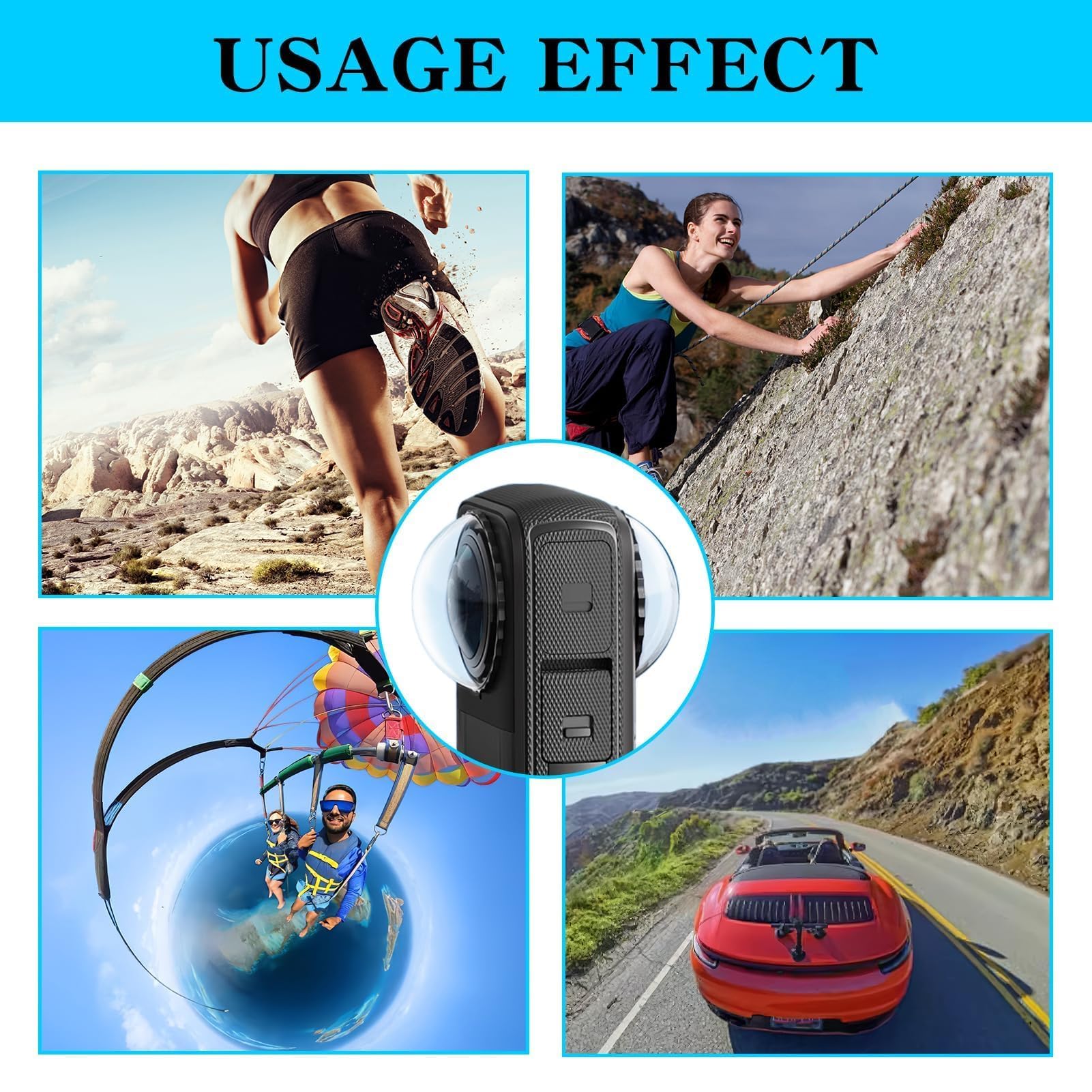 Protezioni Lenti Premium compatible con Insta 360 one X4 – Kit Protezione Obiettivo, Superficie Impermeabile, Antigraffio e Antipolvere, Accessori Fotocamera Sportiva, Alta Trasparenza