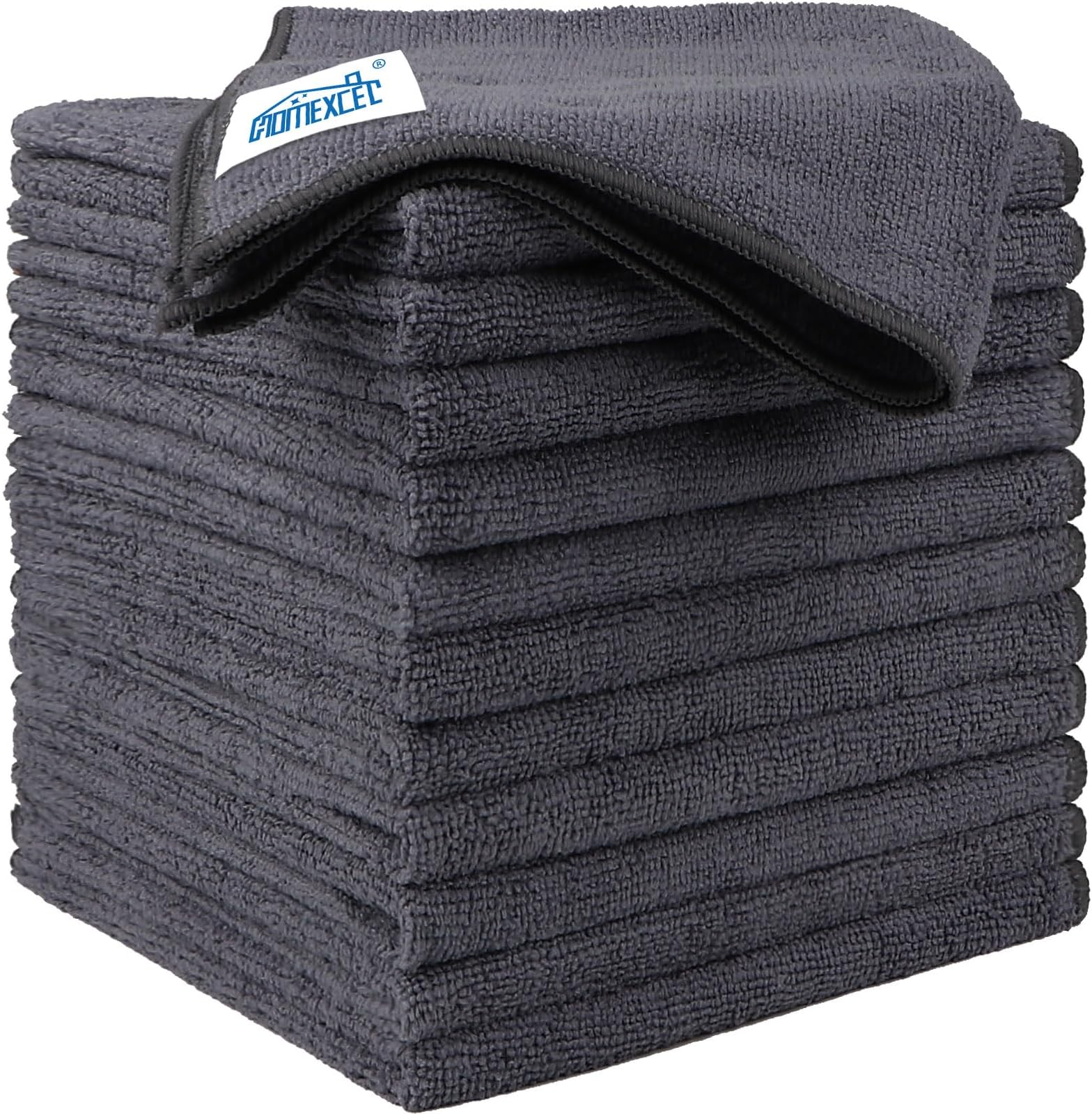 HOMEXCEL Microfiber Cloth, Car, 12 pieces, Absorbent and Quick Drying, Cleaning Cloth, Thin, Disposable, For Coating, Wax, Wheels, etc., Car Wash Towel, Approx. 32 x 32 cm (12.6 x 12.6 inches) (Gray