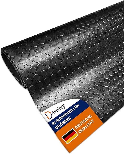 Develory Mata z wypustkami 3 mm  szerokość od 0,1 m do 1,5 m + długość od 0,1 m do 10 m  do wyboru: 90 cm x 150 cm x 3 mm  mata ochronna, gumowa mata podłogowa, mata pod podłogę, do piwnicy, garażu, itp