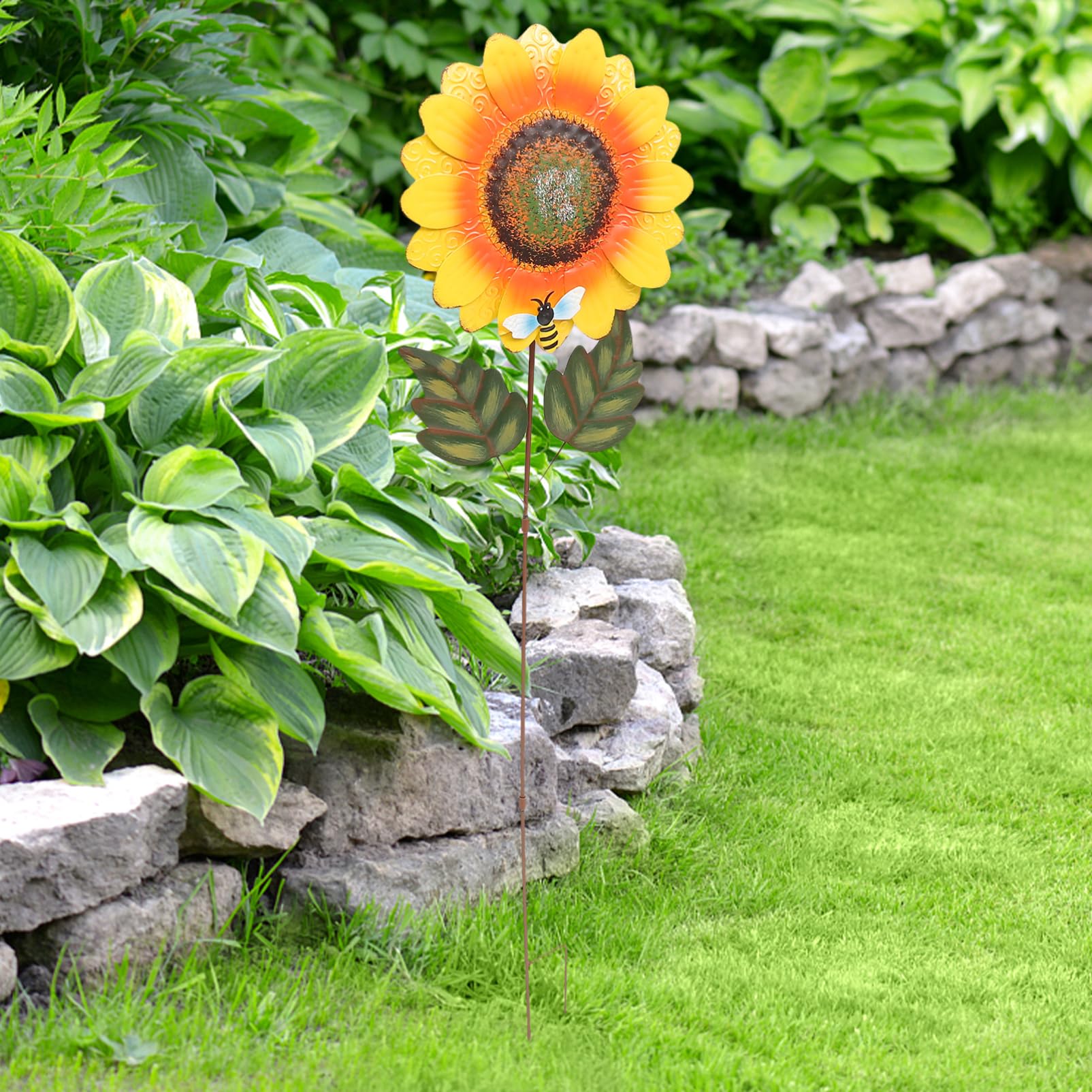 ifundom Tuteur Décoratif Tournesol en Fer 1 Pièce pour Jardin Extérieur