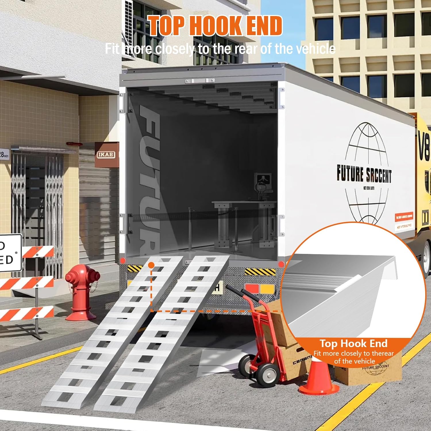 72x15 Aluminum Trailer Ramps, 6000LBS Capacity Heavy-Duty Loading Ramps for Bike, Motorcycle, Tractor, ATV/UTV, Trucks, Auto Hauler with Knife & Hook Ends, 2pcs