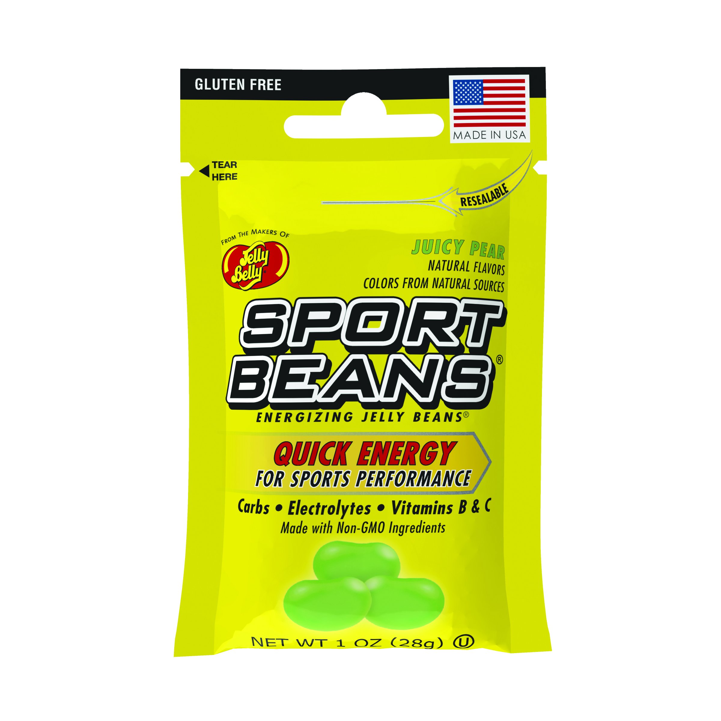 Jelly Belly Sport Beans, Energizing Jelly Beans, Juicy Pear Flavor, 24 Pack, 1-oz Each
