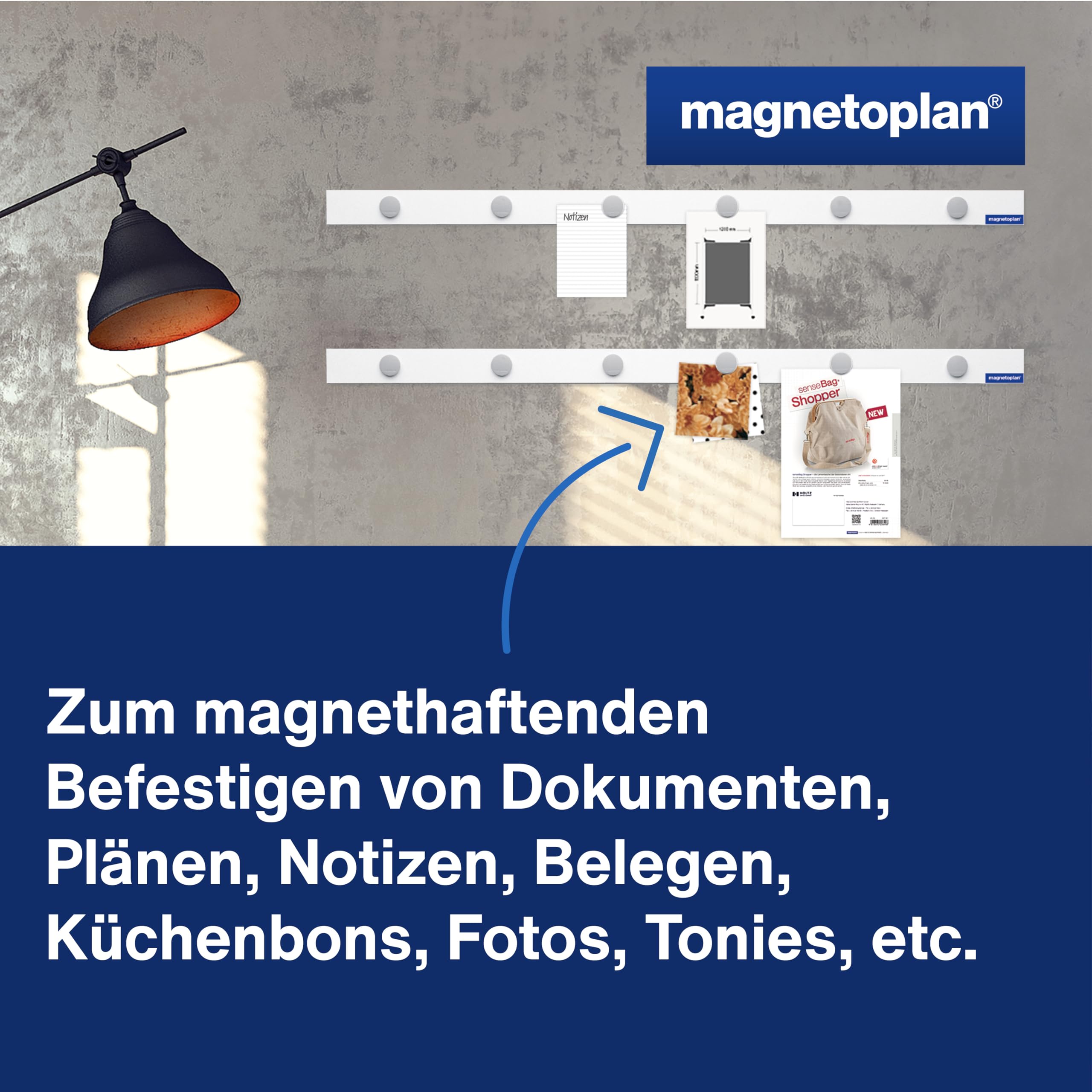 Magnetoplan Magnetowand Wall Rail Set including 6 Magnets 1000 mm White - Image 2