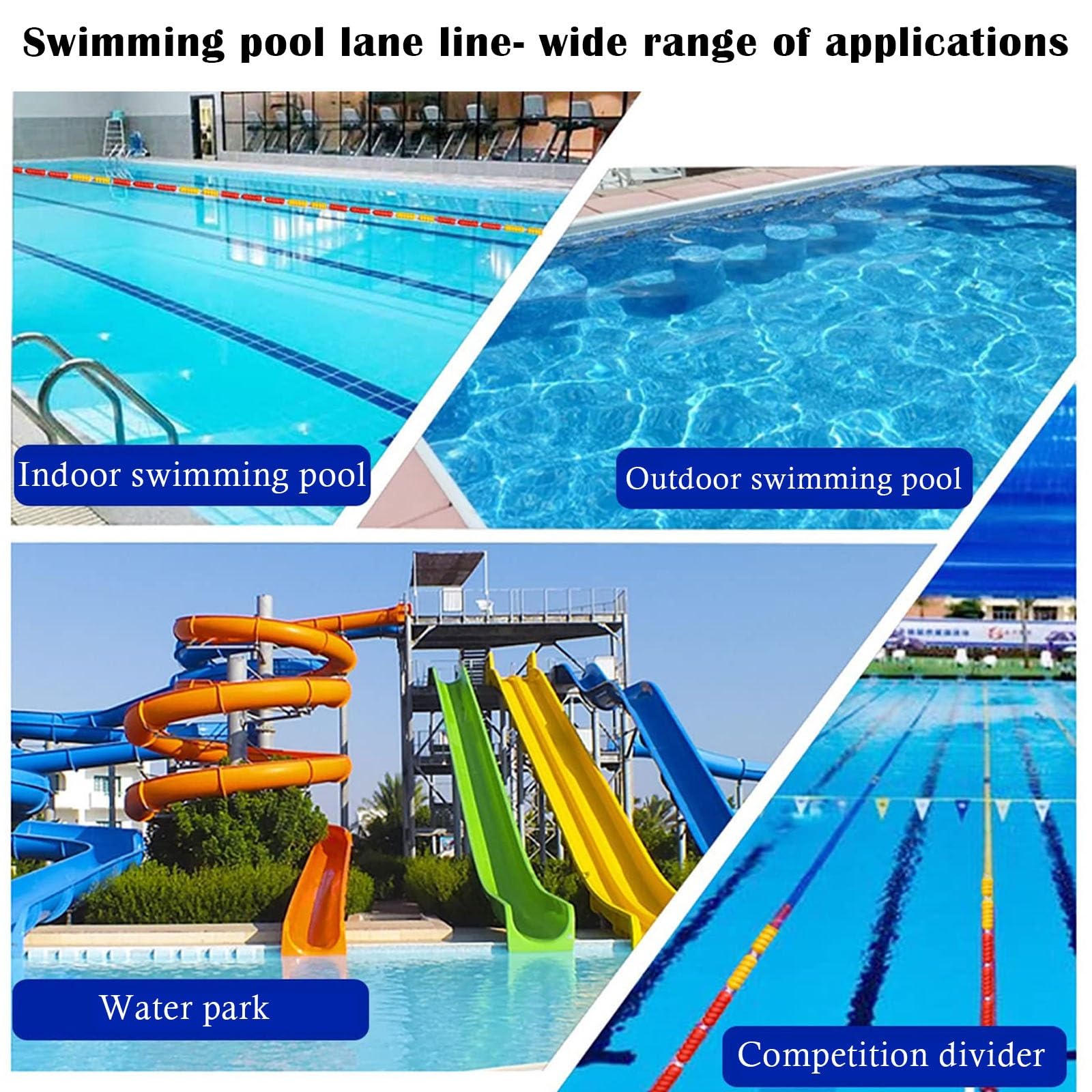 Séparateurs de voie de piscine, flottants réutilisables pour la maison, la salle de sport, la plage, haute visibilité, marqueurs de voie d'étang en plein air, délimitent les zones de danger