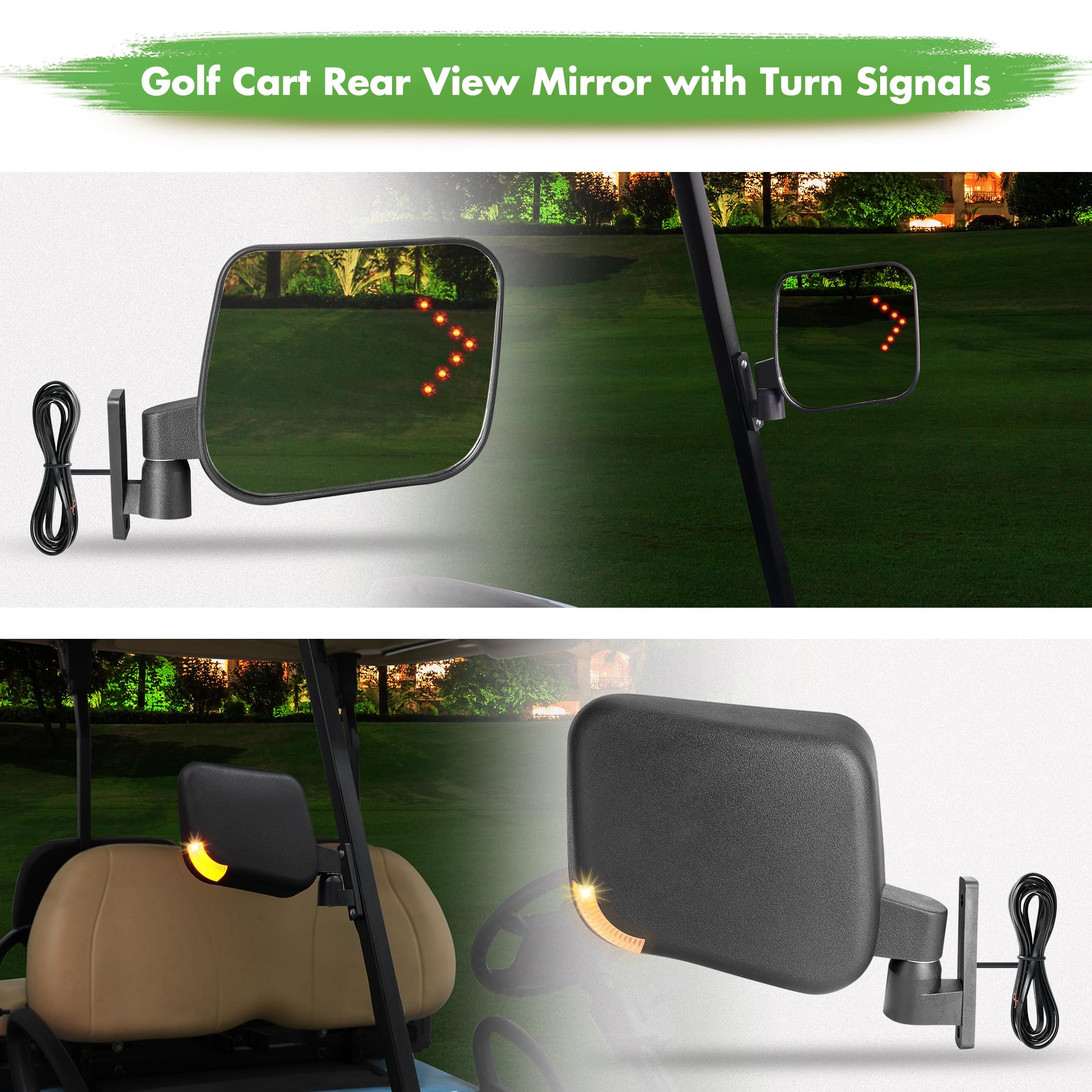 Specchietti Retrovisori Laterali Pieghevoli Per Auto E Club Car - Universal Fit Per Yamaha E EZ GO - Foto 6