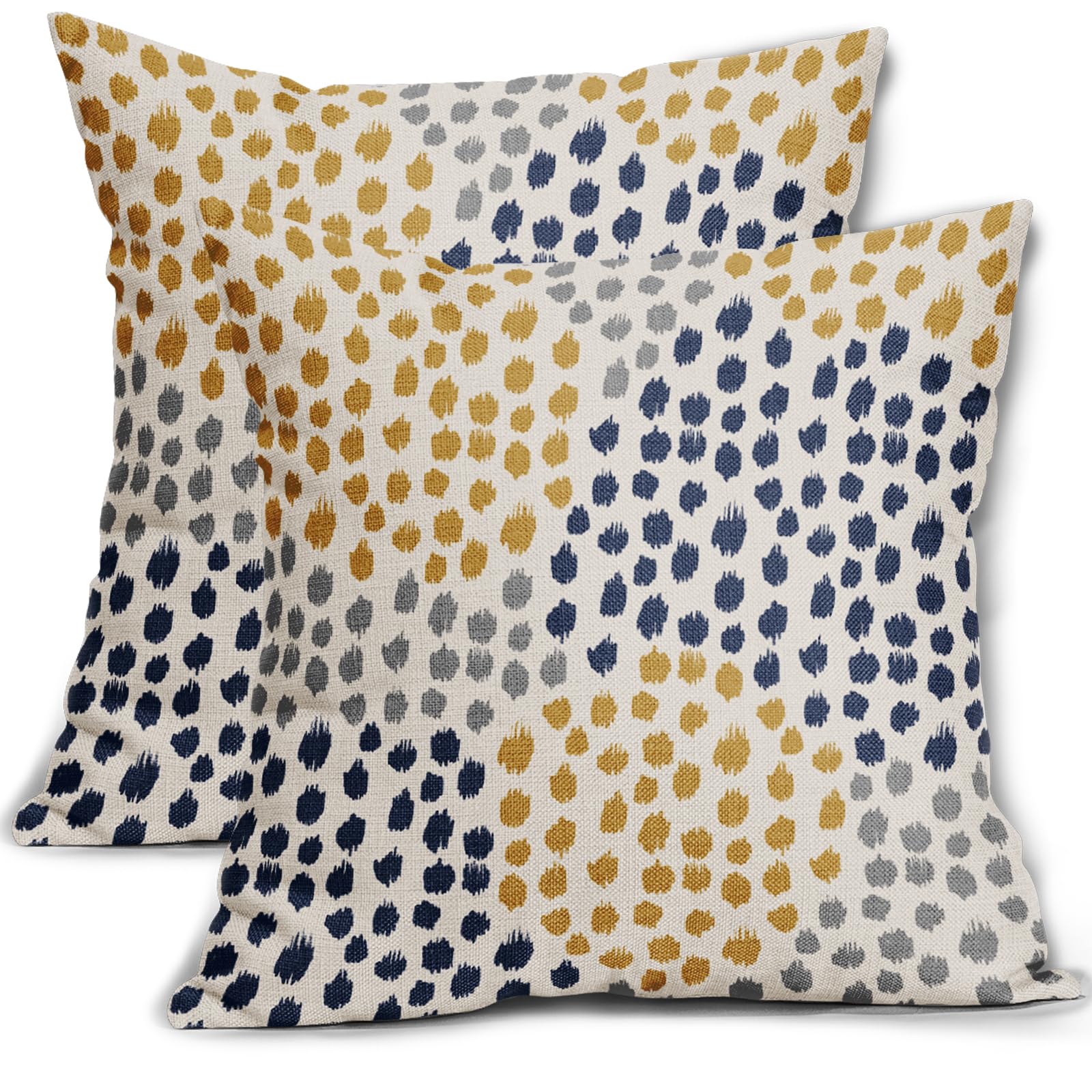 Blue Yellow Pillow Covers 20x20 Set of 2 Boho Design Gray Polka Dot Throw Pillows Modern Art Trendy Print Decorative Outdoor Pillowcase Square Cushion