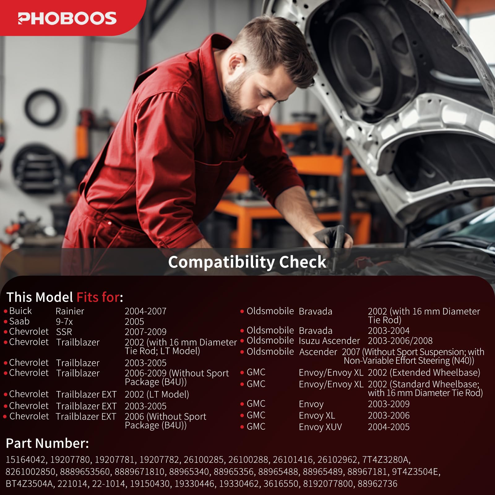 PHOBOOS Conjunto de piñón y cremallera de dirección hidráulica compatible con modelos GMC, Chevrolet, Buick, Oldsmobile y Saab. Nueva unidad, a prueba de fugas, ajuste atornillado directo, Ref. 22