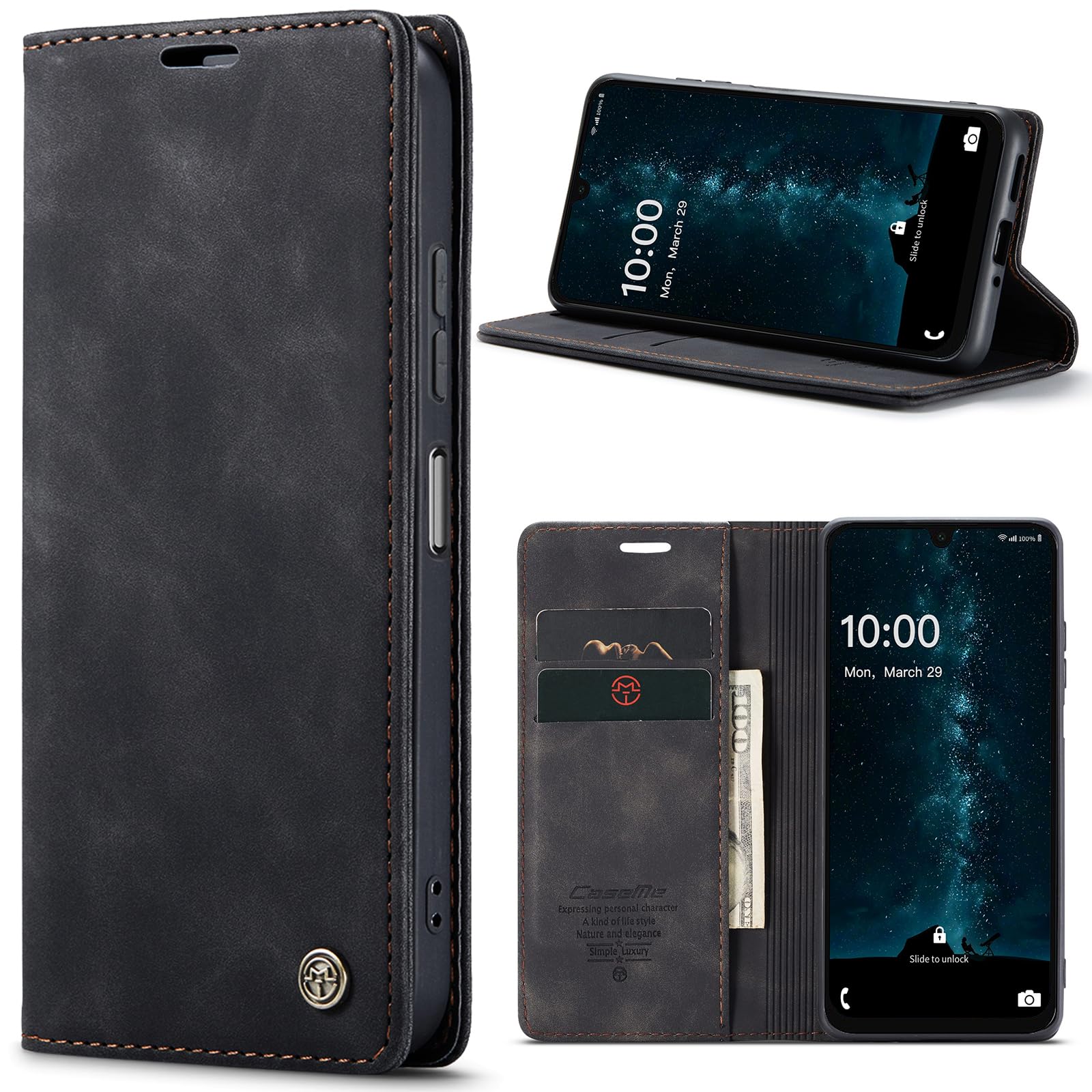 Azororo Cover per Samsung Galaxy A16 5G/4G, Premium PU Pelle Custodia, Magnetica Carta Fessura Portafoglio Case, Flip Cavalletto Custodia per Samsung Galaxy A16- Nero