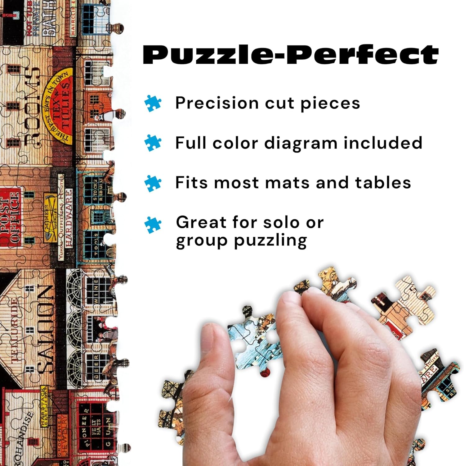 Buffalo Games Charles Wysocki Sleepy Town West 300 Piece Jigsaw Puzzle - Rectangular, Includes Poster - Easy-Grip Pieces - Adult Jigsaw Puzzles - Old West Scene