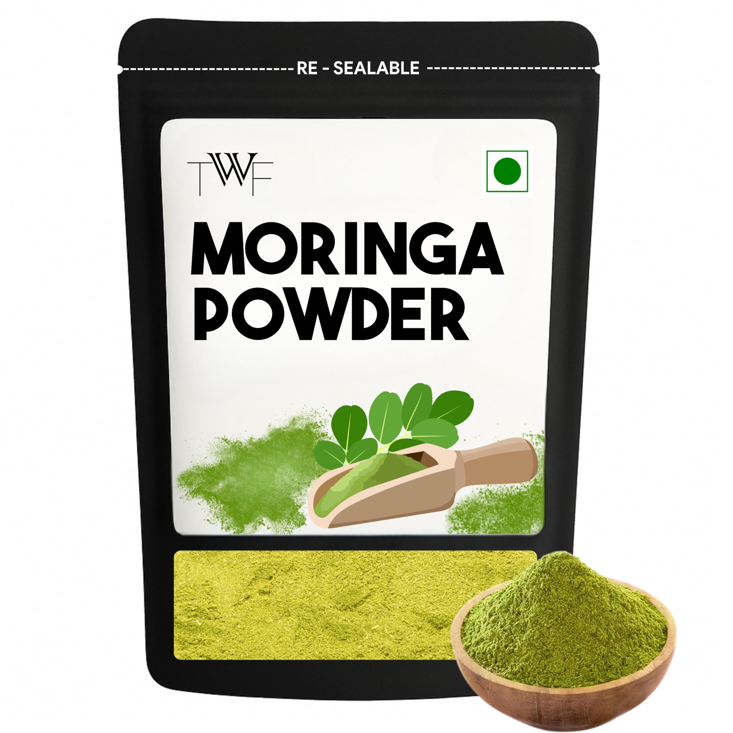 TWF Moringa Powder | 1Kg | Naturally Dried Farmgrown Drumstick Leaves | Chemical-Free & Resealable | Rich in Protein, Vitamins & Minerals | Boosts Energy, Stamina & Immunity | Good for Hair & Skin | Superfood for Essential Daily Nutrition