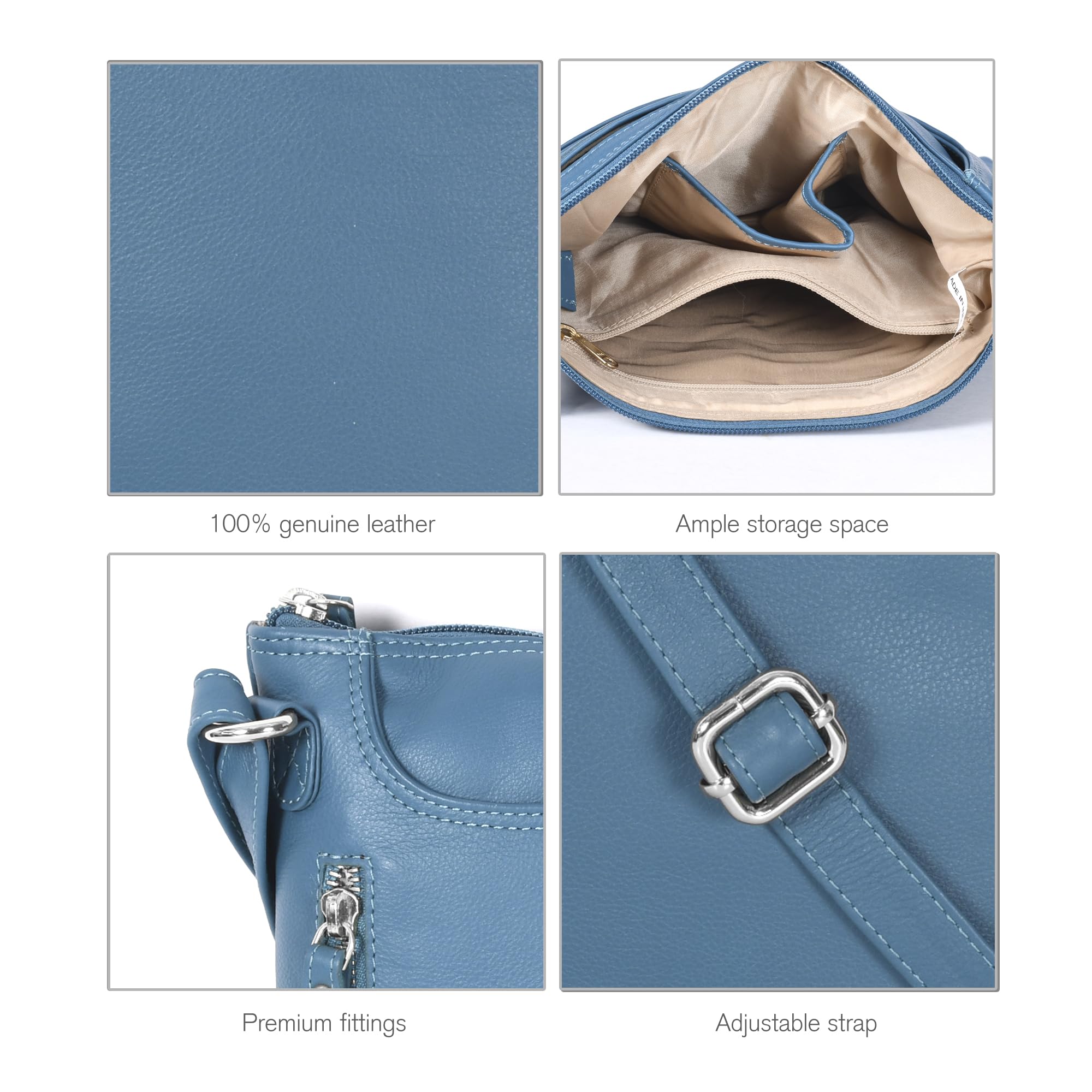 Leather Crossbody Bags for Women - Ladies Sling Handbags - Medium Cross body Purses Handbags - Purses For Women