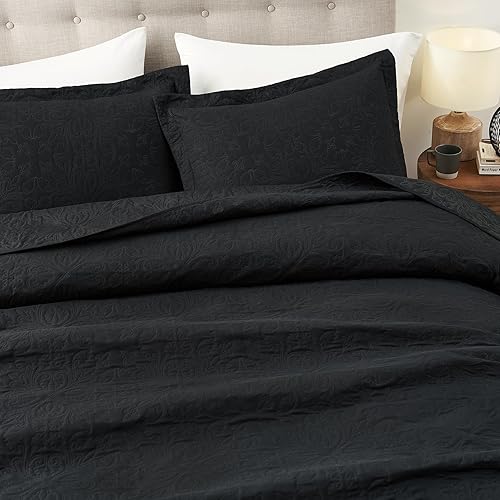 Vista 142 de Hansleep - Edredón blanco tamaño Queen – Colcha barroca ultrasónica para todas las estaciones, juego de ropa de cama suave y ligero, 3 piezas