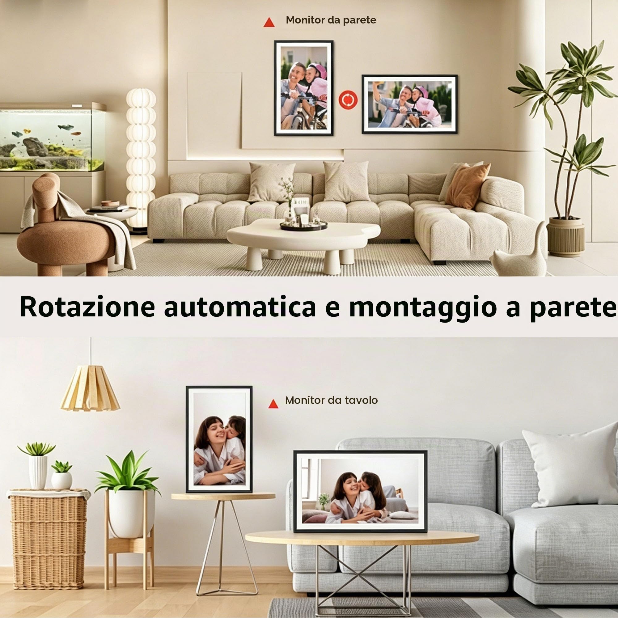 Frameo Cornice portafoto digitale da 15,6 pollici, Full HD, touch screen Wi-Fi, con controllo app, video con suono, memoria da 32 GB, regalo per mamma, genitori e nonni