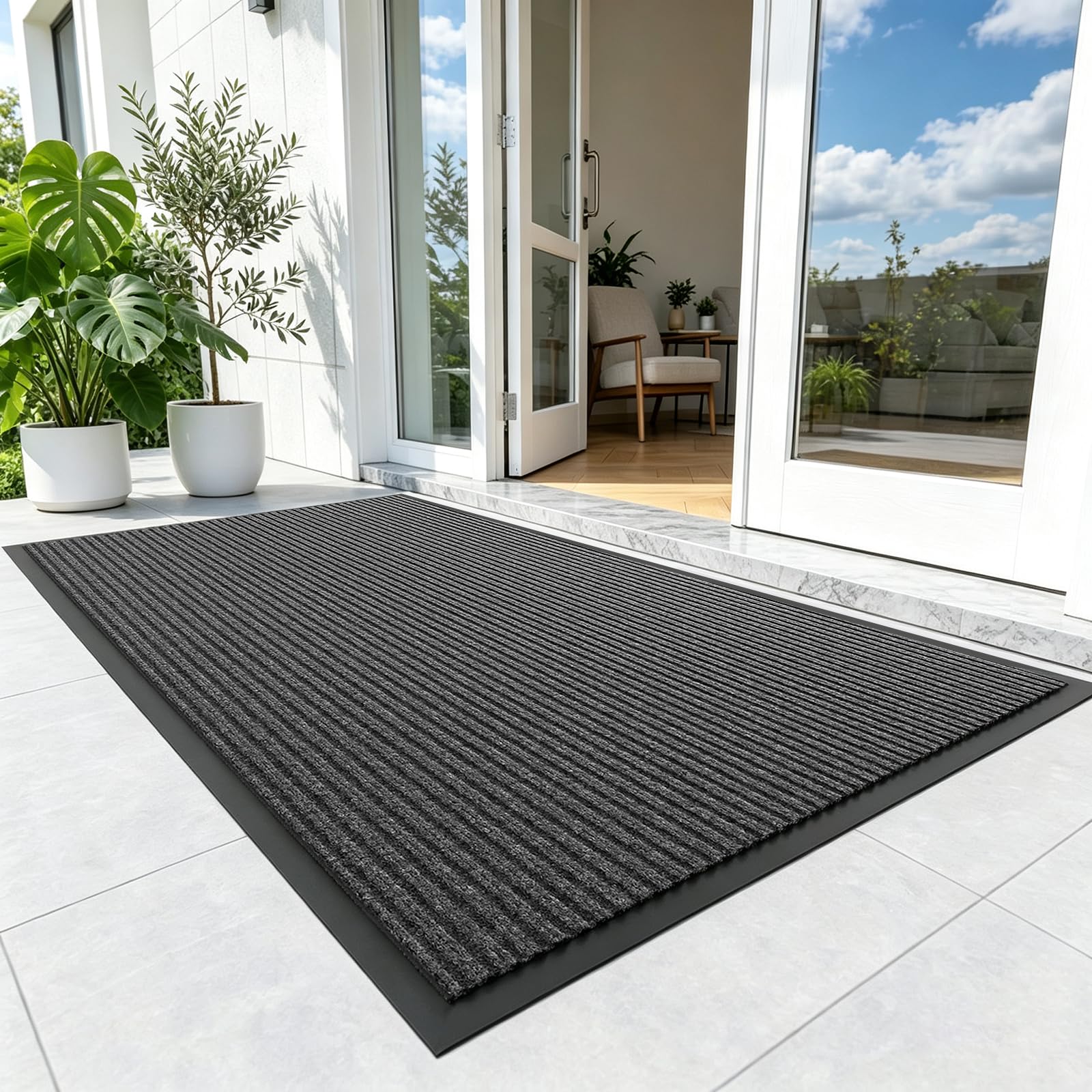 4'x6' Commercial Floor Mat for Entryway,Large Front Doormat for Home Entrance&Business High-Traffic Areas,Heavy Duty Non-Slip Rug,Rubber Backing,Low Profile,Black — Amazon image 11