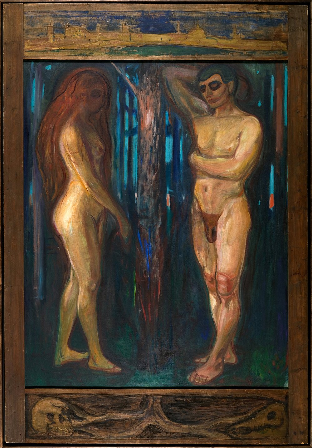 Toile Edvard Munch Metabolism grand format avec encadrement marron et fini satiné