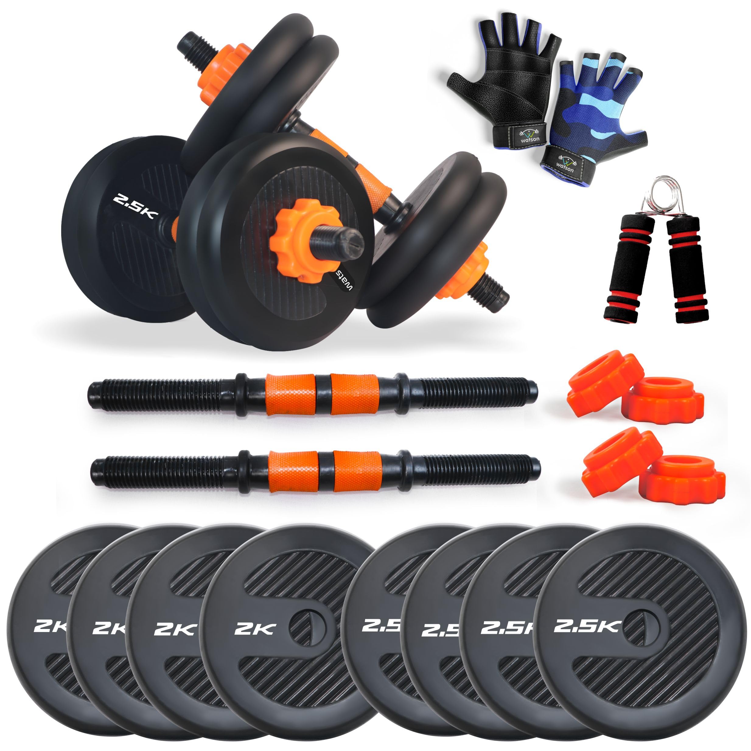 WATSON Premium Rubber Dumbbell Set For Men & Women Fitness, Dumbbell Set With 18Kg (2.5Kgx4, 2Kgx4) Rubber Weight Plates, Hard PVC 17" Dumbbell Rods, Foam Gripper & Gym Gloves (B0CL3L5TRT) Amazon Price History, Amazon Price Tracker