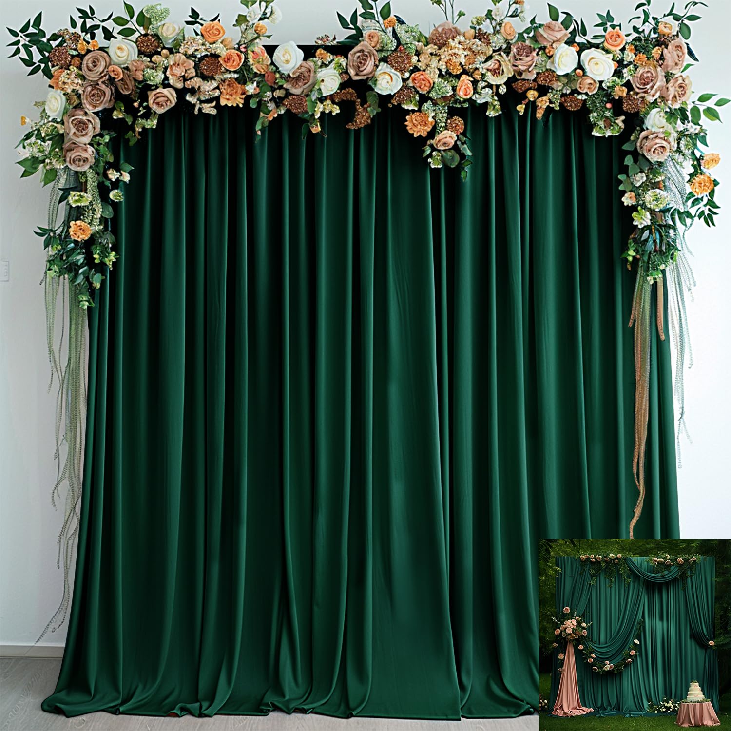 TOAOFY Green Backdrop Curtain for Party Green Panels for Parties Stage Curtains Wedding Ceremony Party Home Window Decorations Christmas Decorations