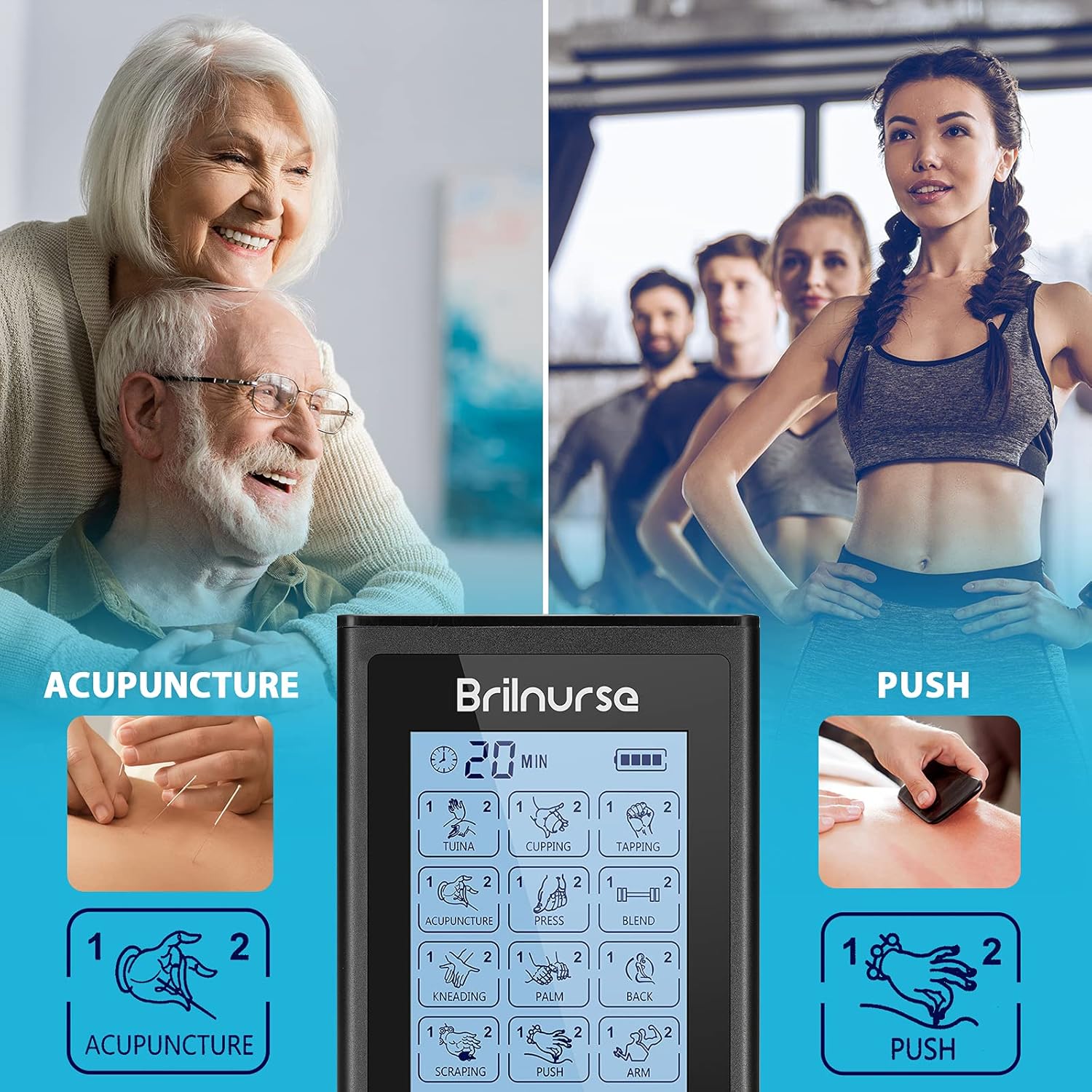 4 Channels TENS Unit Muscle Stimulator, 24 Modes TENS Machine with 16 Pads, Labor Simulator Machine for Men Women Electronic Pulse Massager Shoulder Back Pain Relief : Health & Household