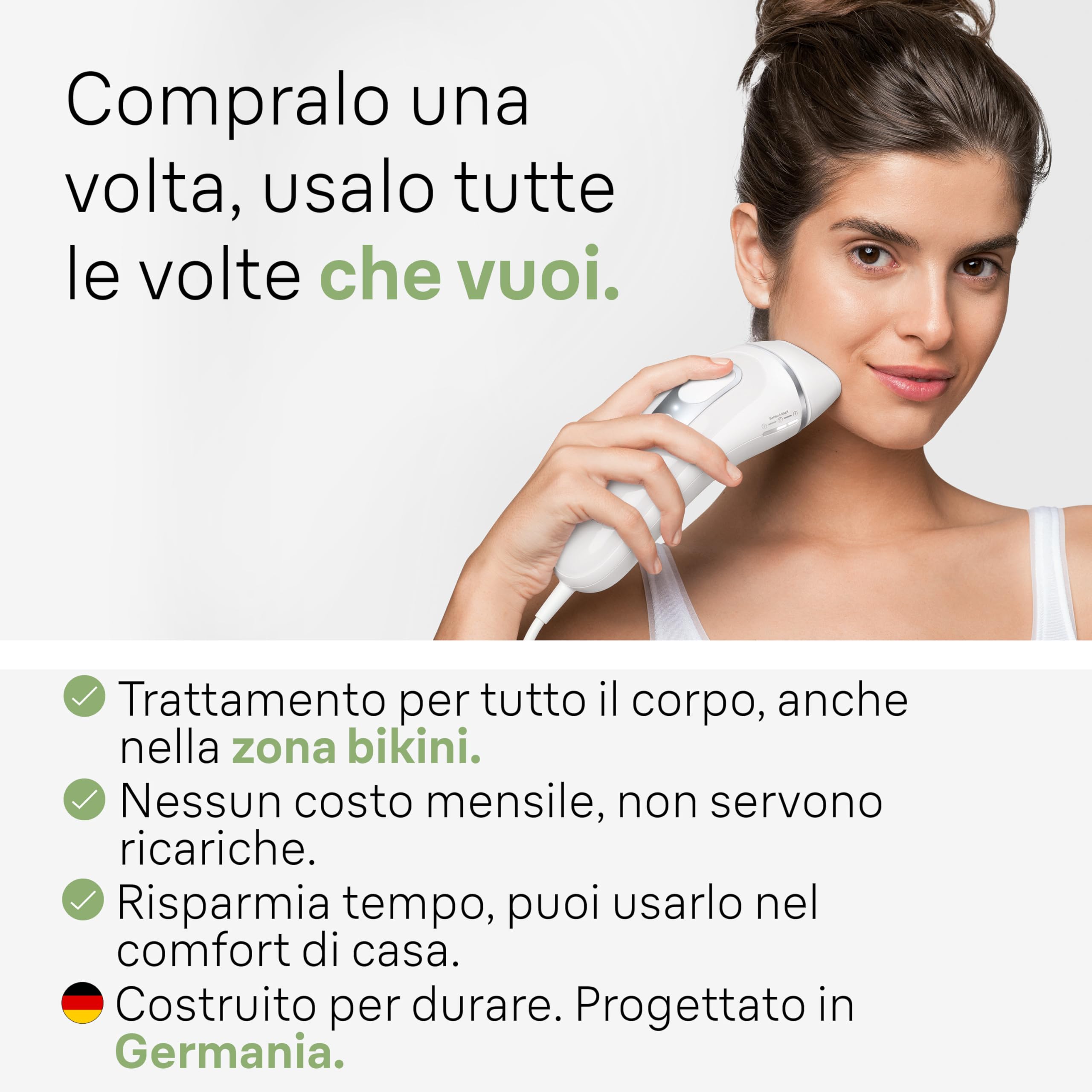 Braun Silk-expert Pro 3 Epilatore LUCE PULSATA, Alternativa al laser, Ideale per Zone Sensibili, Viso, Bikini e Ascelle, 2 Testine, Rasoio, Custodia Viaggio, Idea Regalo, PL3133 Bianco e Argento