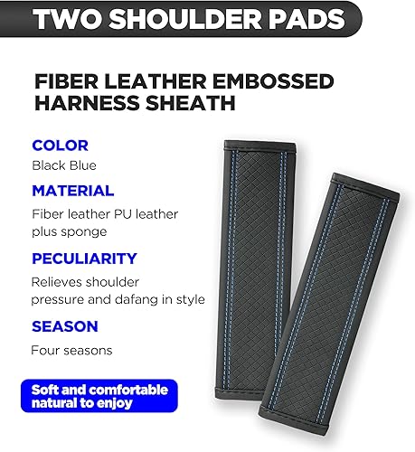 Miniatura 2 de YAKEFLY 2 fundas de cuero para cinturón de seguridad de automóvil, fundas de cuero transpirable, cómodas y suaves para correa de hombro para