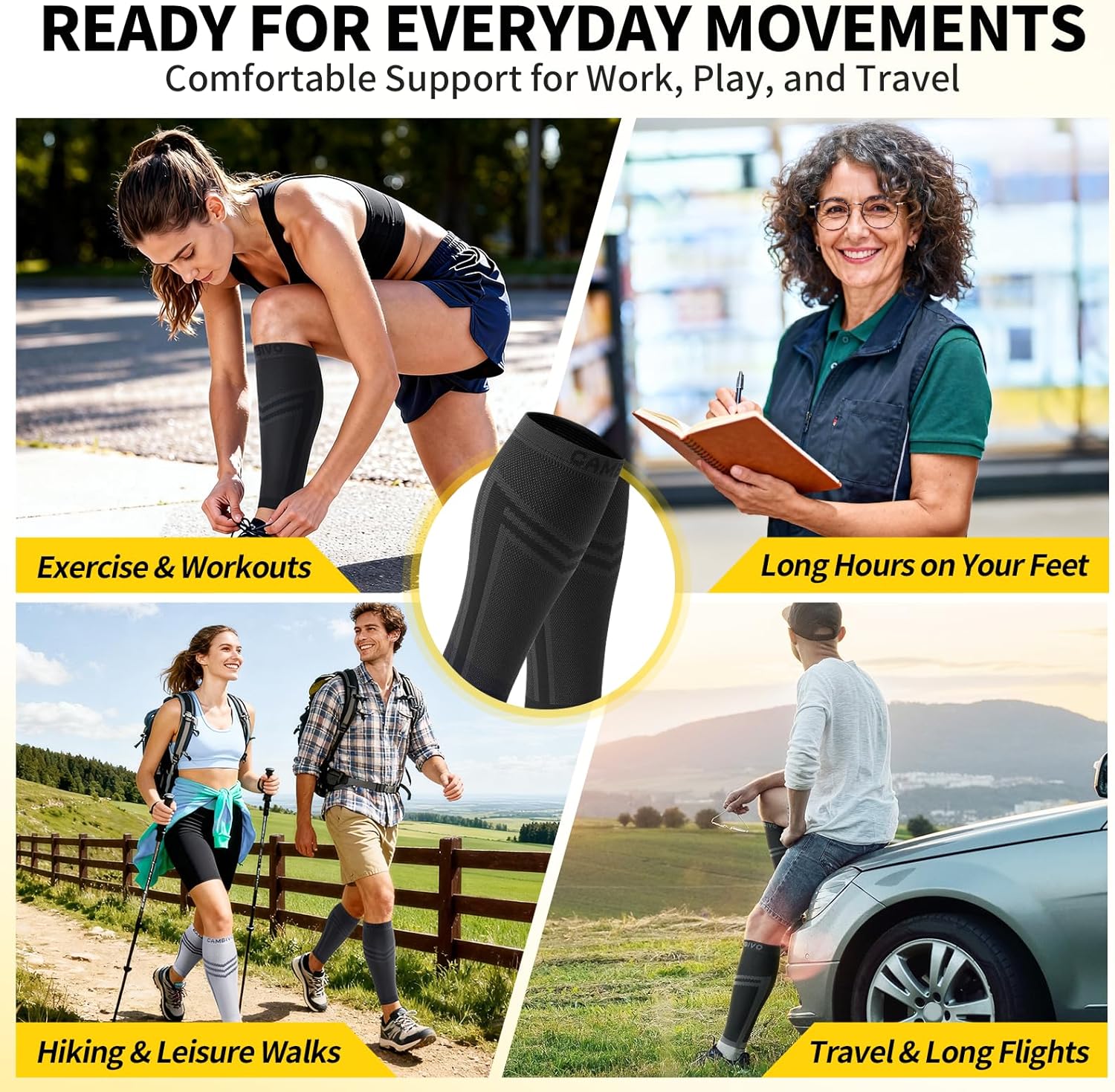 CAMBIVO Calf Compression Sleeve Men & Women- Shin Splint Brace Support for Legs Pain Relief, Varicose Vein Treatment - Image 8