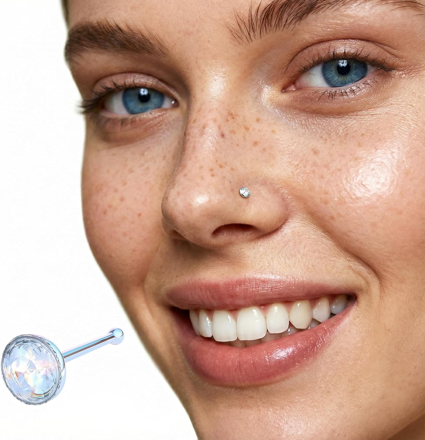 Silver Nose Stud - Delicate and Comfortable Sterling Silver Nose Stud Piercing with 3mm Cubic Zirkonia - Silver Nose Studs For Women