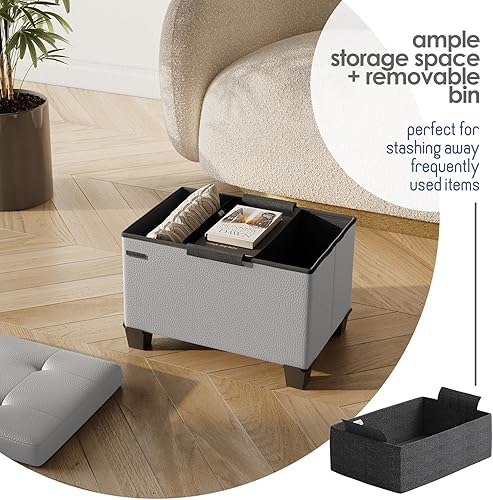 Miniatura 120 de Otomana plegable para dormitorio o sala de estar, con contenedores de almacenamiento, reposapiés para el extremo de la cama, soporta hasta 660 lb,