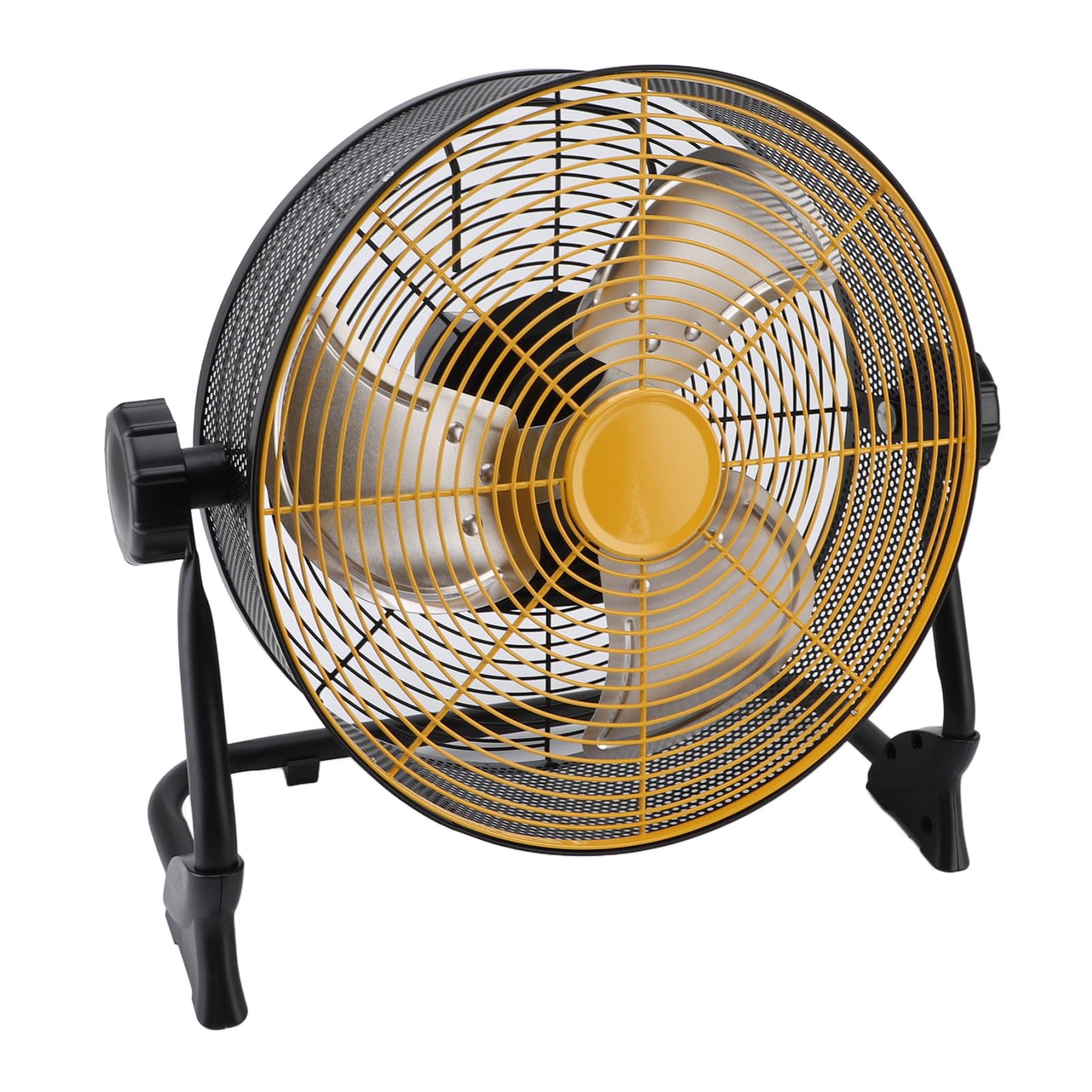 Eujgoov Hochgeschwindigkeits-Bodenventilator aus Metall, Industrieventilator mit Einstellbarer Geschwindigkeit und Wiederaufladbarem Akku für den Außenbereich in Garage und Dachboden