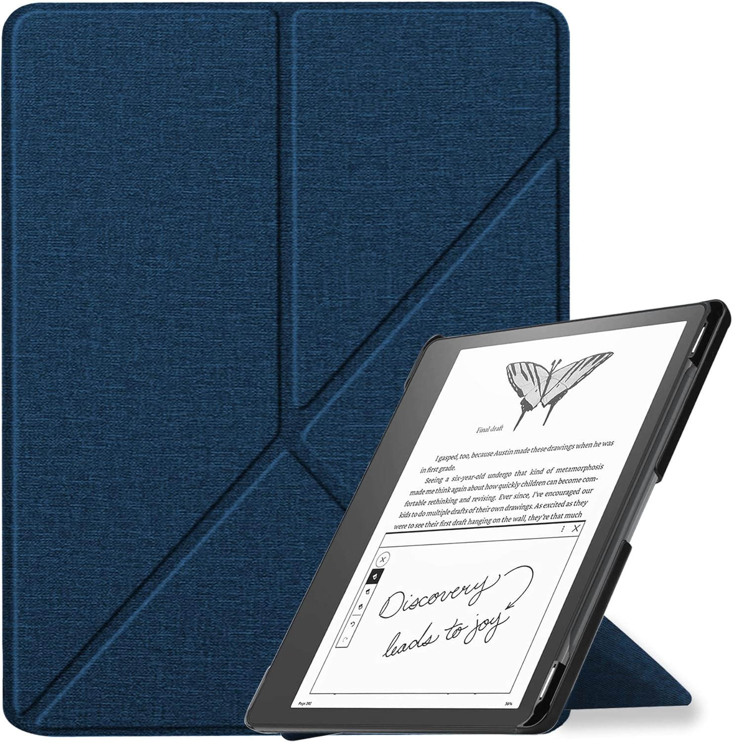 Miimall Compatible for Kindle Scribe 2022 Case Cover, Premium PU Leather Cover with Auto Wake/Sleep & Multi-Viewing Angles Protective Leather Cover Case for Kindle Scribe 10.2" (2022)-Dark Blue