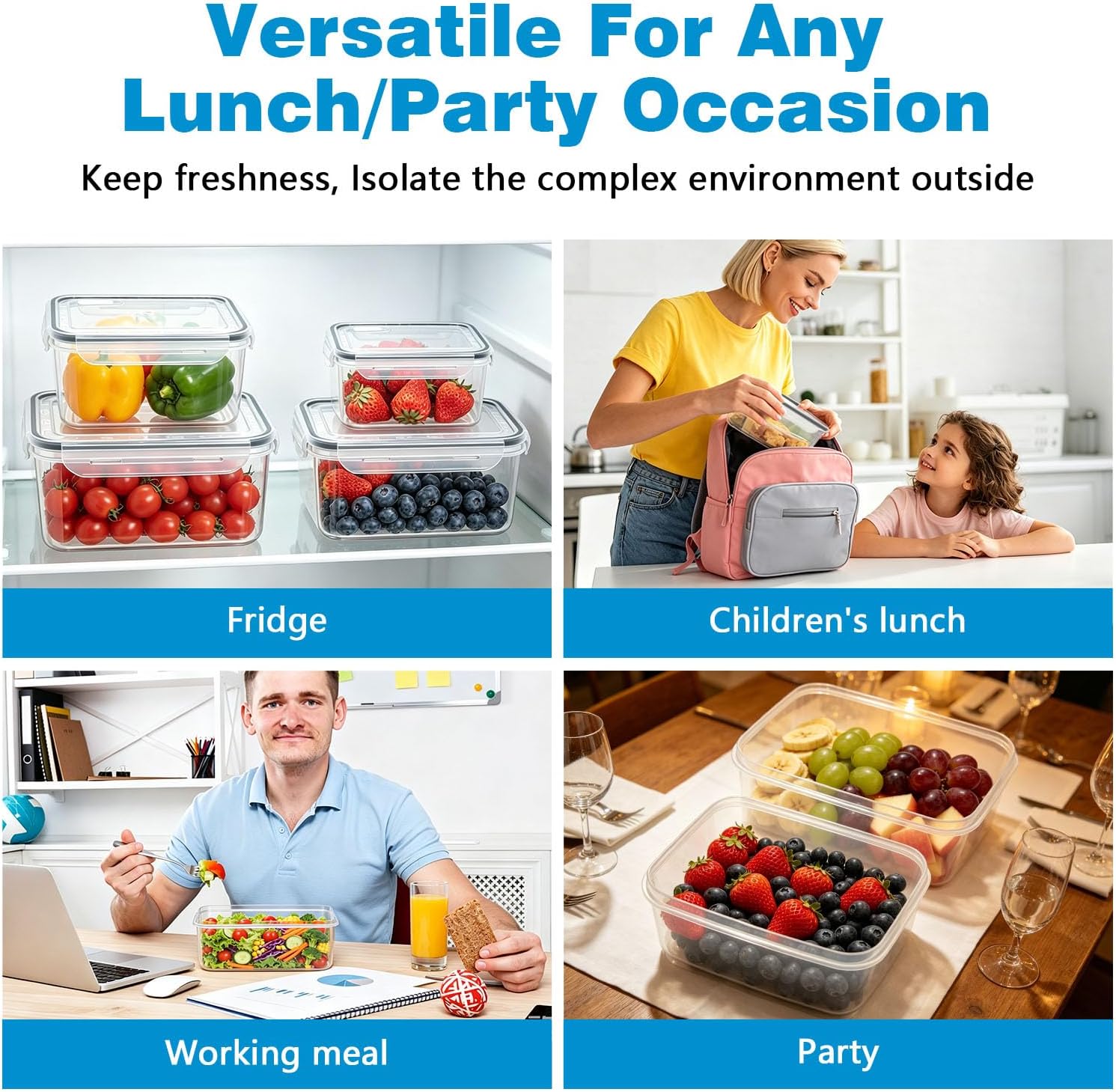 4 Pack Heavy-Duty Fruit Storage Containers for Fridge, Produce Fresh Keeper