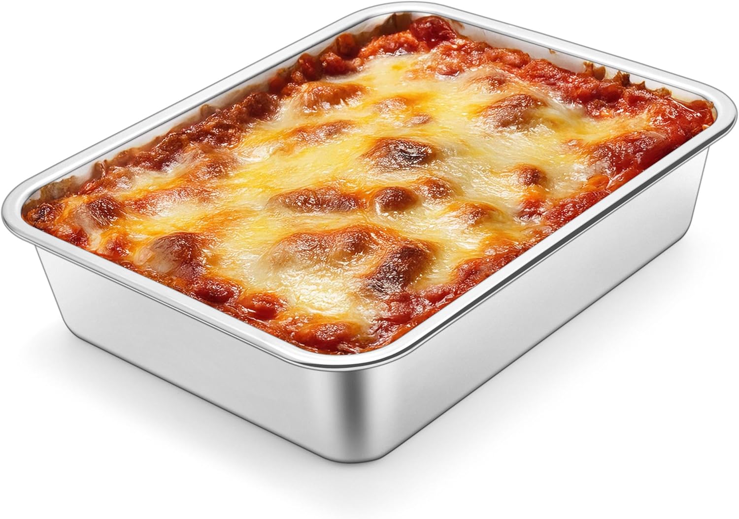 Homikit 1 Pack Lasagna Pan 3 Inch Deep, 9x13 Stainless Steel Large Baking Dish Tray for Oven, Thick Metal Roasting Pan for Casserole Brownie Turkey, Rustproof & Heavy, Freezer & Dishwasher Safe