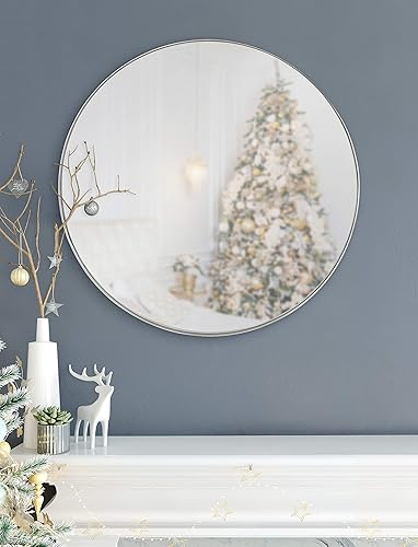 Miniatura 10 de Kate and Laurel Rollo - Espejo de pared redondo moderno, 22 pulgadas de diámetro, negro, hermoso espejo circular para pared