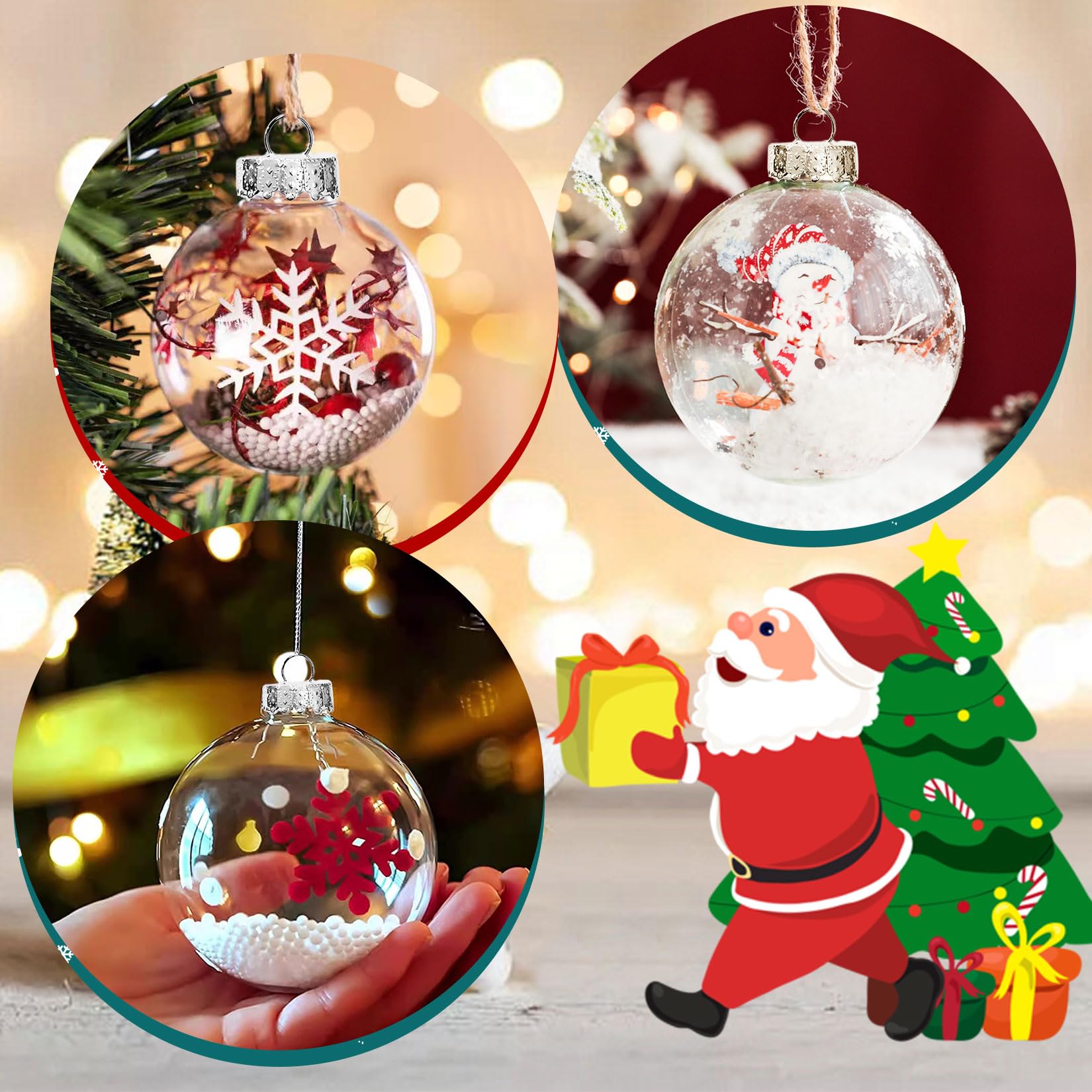Spetsbst 8cm Transparent Weihnachtskugeln zum Befüllen 12x Christbaumkugeln