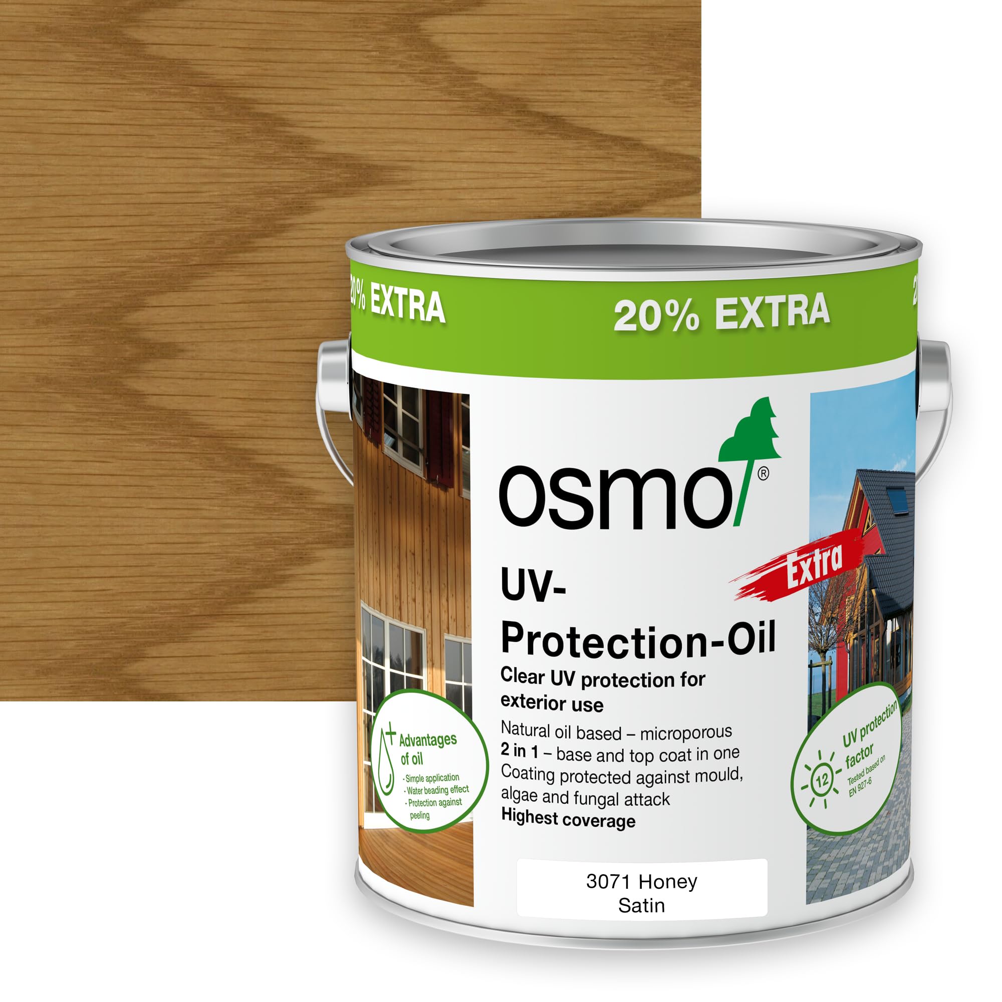 Osmo Uv Protection Oil ExtraHoney3071Satin3L from B&Q