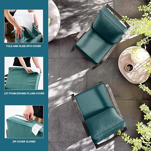 Miniatura 6 de ARTPLAN Cojines de asiento profundo para exteriores de 6 pulgadas de grosor, asiento de 24 x 24 pulgadas, respaldo de 18 x 24 pulgadas para silla de