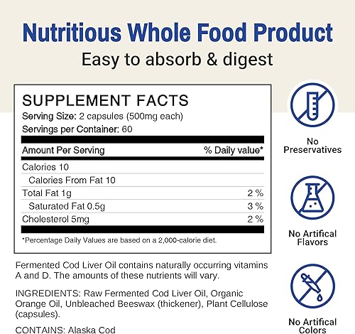 Miniatura 6 de Green Pasture Aceite de Hígado de Bacalao Fermentado Sabor Naranja 120 Caps