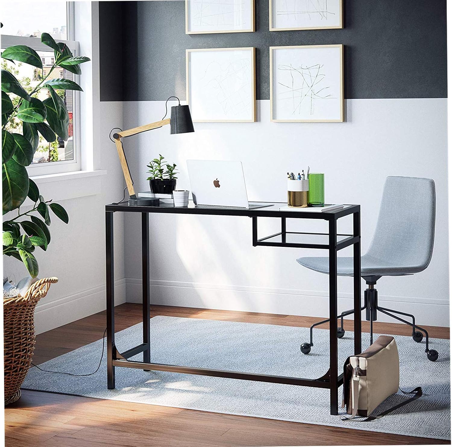 Wood & Style Furniture Jayde Small Glass Laptop Metal