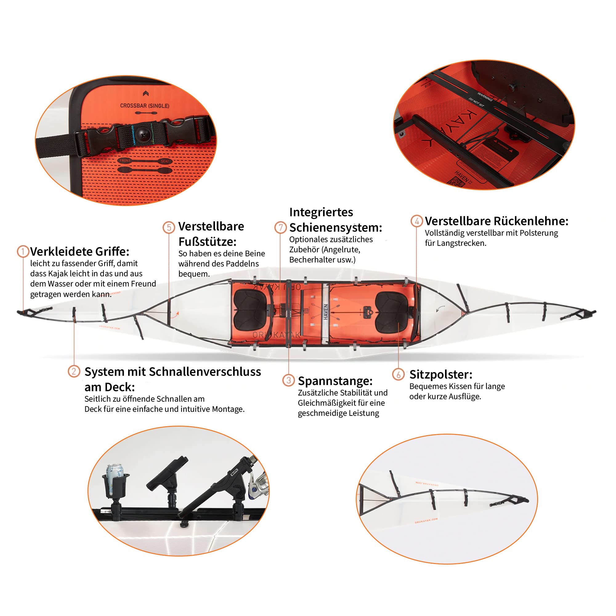 Oru Kayak Faltbares Kajak Haven TT - 1-2 Personen - Stabil, langlebig, leicht – Anfänger, Intermediär – Freizeitpaddeln auf Seen, Flüssen, Meeren – Größe (aufgebaut): 490 x 84cm, Gewicht: 18,6kg