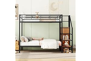 Metal Twin Over Twin Size Bunk Beds, Black