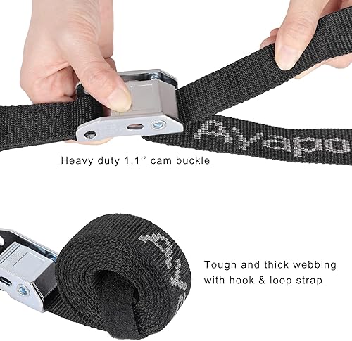 Miniatura 4 de Ayaport Correas de amarre para motocicleta de 1.1 pulgadas x 7 pies (con ganchos de mosquetón giratorios) con hebilla de leva, correa de manillar