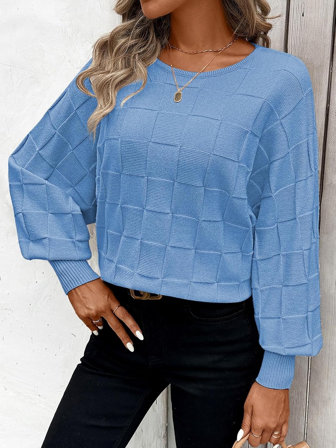 Pink Queen Women's Fall Sweaters 2025 Casual Long Batwing Sleeve Oversized Crewneck Pullover Winter Fashion Trendy Outfits - Image 3