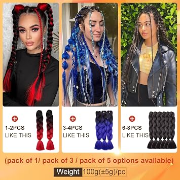 S-noilite Rainbow Jumbo Braiding Hair Extensions Colorful Braide Hairpiece for Box Twist Braids,24 inch 1pc 100g,Long Ombre Crochet Synthetic Hair,Purple to Blue to Pink